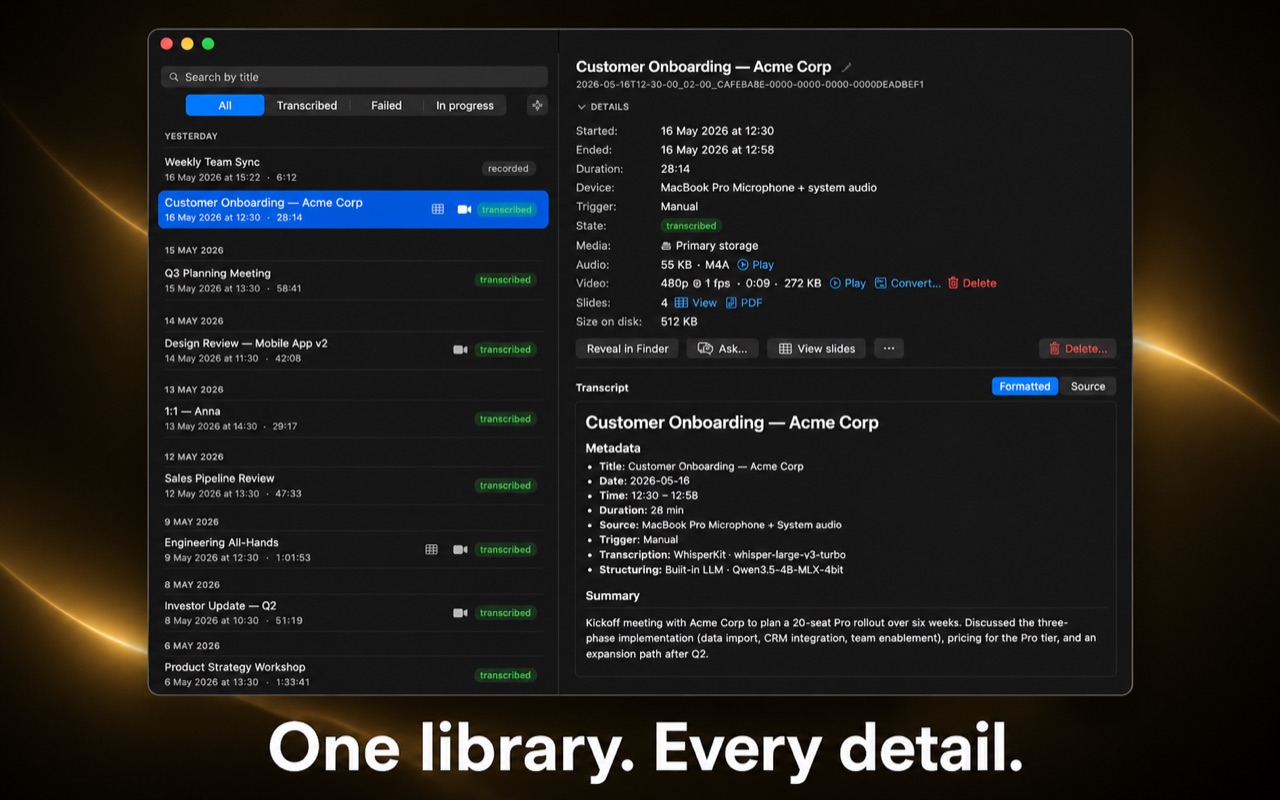A searchable library of every recorded meeting